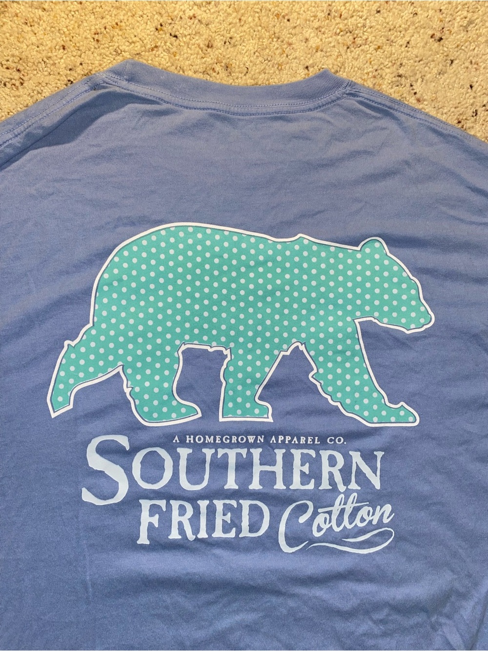 Southern Fried Womens Large Cotton Pastel Blue Beach Pocket Tee Sorority Shirt